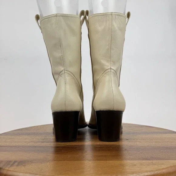 New Womens Staud June Boot In Leather Ivory Western Cowboy Boots Size 40 NWOB - Picture 6 of 8